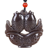 Nephrite Natural Jade Fish Necklace Lucky Amulet Statue Jade Pendant