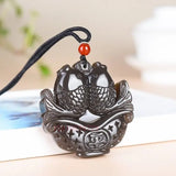 Nephrite Natural Jade Fish Necklace Lucky Amulet Statue Jade Pendant