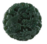 Dragon Phoenix Hetian Jade Nephrite Pendant Necklace Amulet