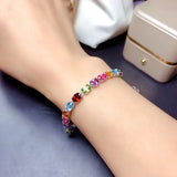 925 Sterling Silver Rainbow Colorful Tourmaline Treasure Bracelet