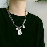 Hip Hop Punk Letter Necklace Titanium Steel Pendant Women's Collarbone Chain