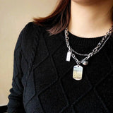 Hip Hop Punk Letter Necklace Titanium Steel Pendant Women's Collarbone Chain