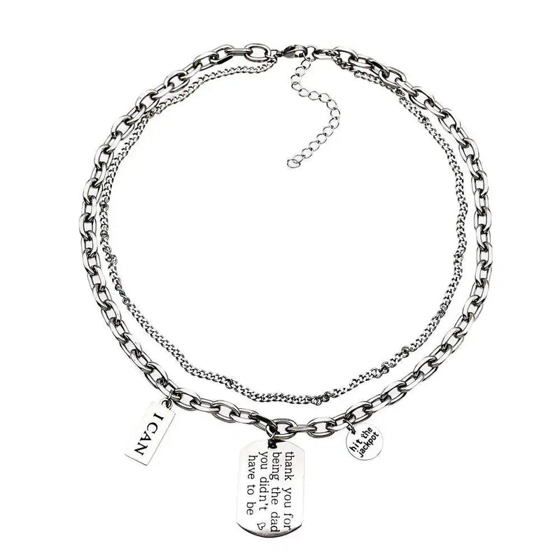 Hip Hop Punk Letter Necklace Titanium Steel Pendant Women's Collarbone Chain