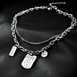 Hip Hop Punk Letter Necklace Titanium Steel Pendant Women's Collarbone Chain
