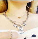 Hip Hop Punk Letter Necklace Titanium Steel Pendant Women's Collarbone Chain