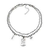 Hip Hop Punk Letter Necklace Titanium Steel Pendant Women's Collarbone Chain