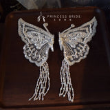Sequin Tassel Lace Butterfly Pair Clip Wedding Hair Accessories