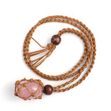 Net Wrapped Crystal Necklace Adjustable Stone Pendant