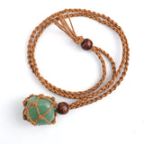 Net Wrapped Crystal Necklace Adjustable Stone Pendant