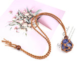 Net Wrapped Crystal Necklace Adjustable Stone Pendant