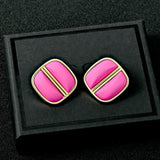 Rose Red Square Earrings with 925 Silver Needle