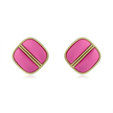 Rose Red Square Earrings with 925 Silver Needle