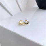 Adjustable Ring with Cold Wind Irregular Curved Wave Pattern