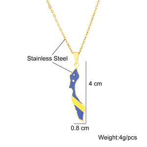 Netherlands Curacao Island Map Flag Pendant Necklace Stainless Steel
