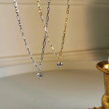 925 Silver Zircon Pendant Necklace 18"