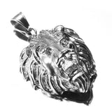 Stainless Steel Lion Head Pendant Necklace Men's Accessory
