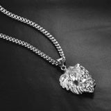 Stainless Steel Lion Head Pendant Necklace Men's Accessory