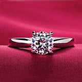 Real Tibetan Silver Zircon Heart Claws Wedding Ring for Women