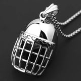 316L Stainless Steel Helmet Pendant Necklace with Box Chain