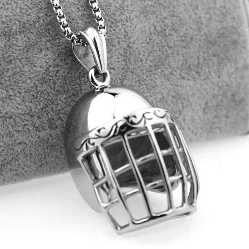 316L Stainless Steel Helmet Pendant Necklace with Box Chain