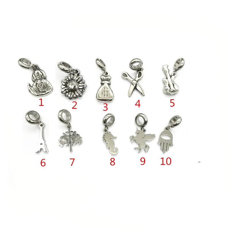 316L Stainless Steel Pattern Dangles Floating Charms Pendant for DIY Bracelet
