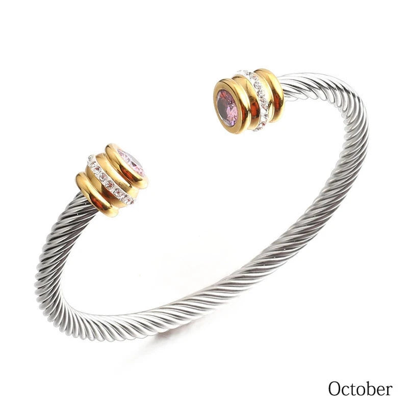 Stainless Steel Interweaving CZ Bracelet