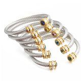 Stainless Steel Interweaving CZ Bracelet
