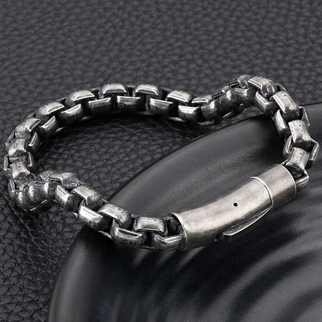 Vintage Stainless Steel Men Bracelet 8MM Chain Link Bangle