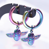 Moon Sun Charm Butterfly Snake Hoop Earrings Stainless Steel Vintage