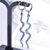 Moon Sun Charm Butterfly Snake Hoop Earrings Stainless Steel Vintage