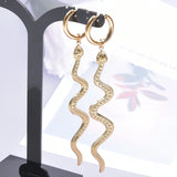 Moon Sun Charm Butterfly Snake Hoop Earrings Stainless Steel Vintage