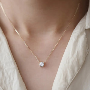 925 Silver Crystal Necklace Pendant 14K Plated Jewelry Gift