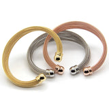 Stainless Steel Twisted Wire Bracelets Bangles - Rose/Silver