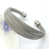 Stainless Steel Twisted Wire Bracelets Bangles - Rose/Silver