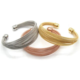 Stainless Steel Twisted Wire Bracelets Bangles - Rose/Silver