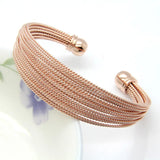 Stainless Steel Twisted Wire Bracelets Bangles - Rose/Silver