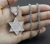 Men's Stainless Steel Magen Star of David Pendant Necklace