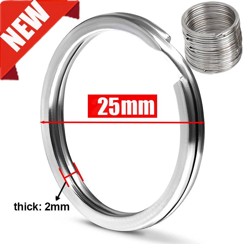 Stainless Steel Polished Keyring Flat Key Ring Rhodium Plated
