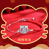 Moissanite Red Bracelet Girl's Zodiac Tiger 925 Sterling Silver Jewelry Gift