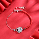 Moissanite Red Bracelet Girl's Zodiac Tiger 925 Sterling Silver Jewelry Gift