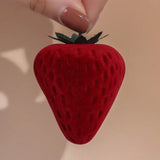 Red Strawberry Velvet Ring Storage Case Jewelry Box Ring Protector Flocking