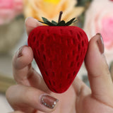 Red Strawberry Velvet Ring Storage Case Jewelry Box Ring Protector Flocking