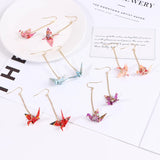 Red Bird Cranes Paper Earrings Romantic Jewelry For Women