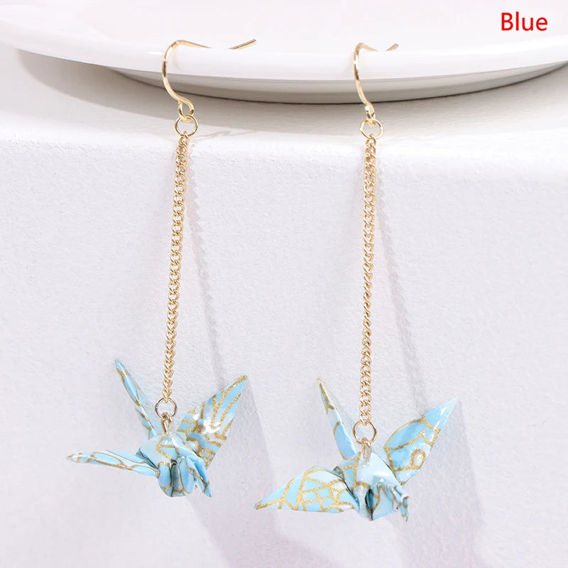 Red Bird Cranes Paper Earrings Romantic Jewelry For Women
