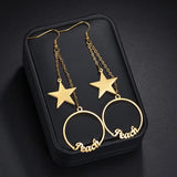 Star Pendant Stainless Steel Dangler Earrings Women's Birthday Gift