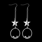 Star Pendant Stainless Steel Dangler Earrings Women's Birthday Gift