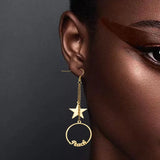 Star Pendant Stainless Steel Dangler Earrings Women's Birthday Gift