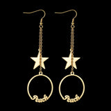 Star Pendant Stainless Steel Dangler Earrings Women's Birthday Gift