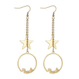 Star Pendant Stainless Steel Dangler Earrings Women's Birthday Gift