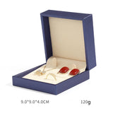 Gold/Blue/Red PU Leather Jewelry Box 9x9x4cm